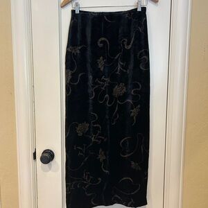 MaxMara Black and Brown Floral Pencil Skirt